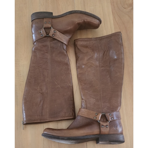 Frye Phillips Harness Tall Brown Boots - Picture 3 of 9